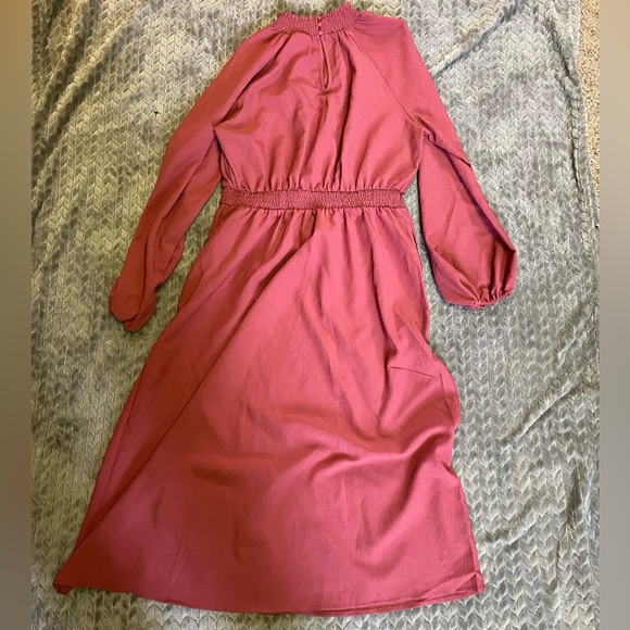 A new day Pink Long Sleeve Midi Dress Puff Sleeve Midi dress - Picture 6 of 6
